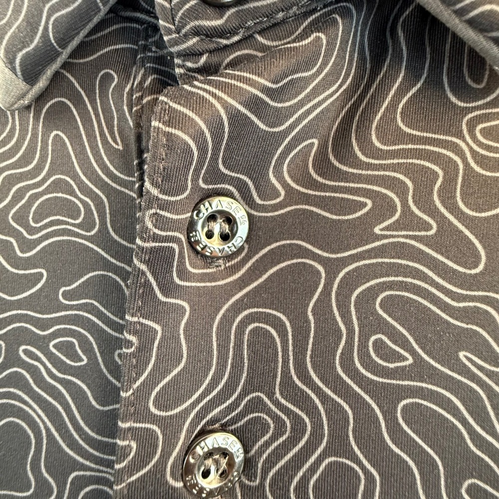 Chase 54 Fiddlers Creek Golf Polo Shirt Gray Topographic Print Size Large - Picture 5 of 8